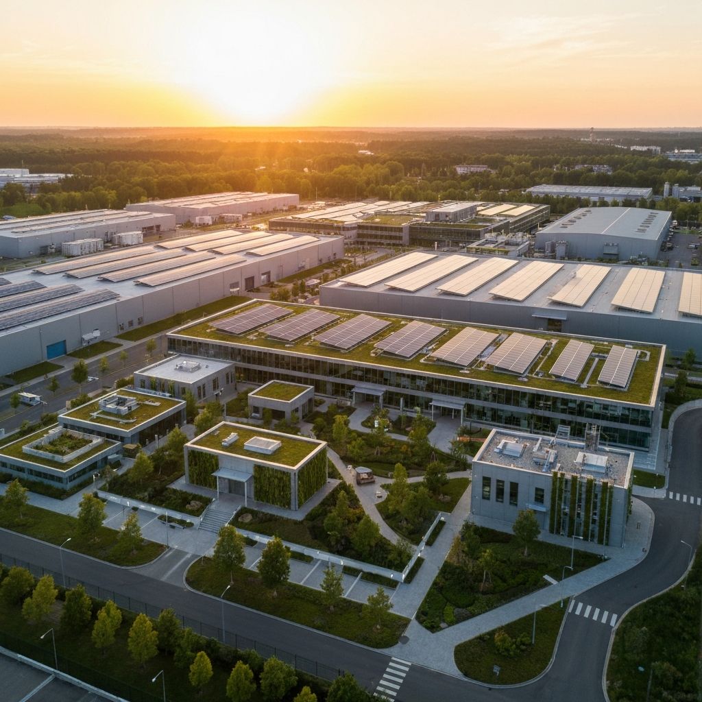 Aerial view of GigawattRanch campus showing integrated energy infrastructure